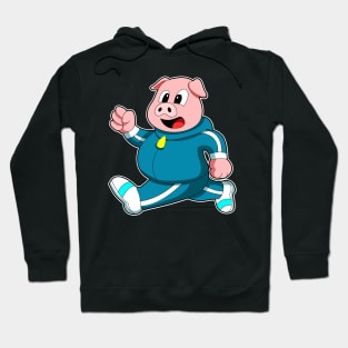 Pig at Fitness - Jogging with Jogging suit Hoodie